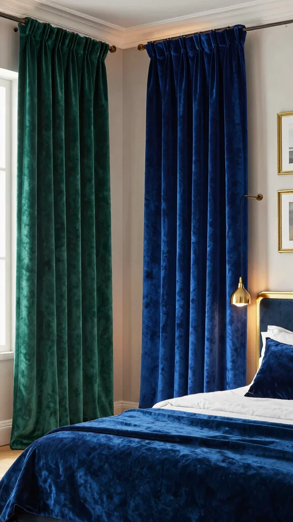 17 Velvet Curtains Bedroom Ideas for a Soft Glam Upgrade - 1. Deep Jewel Tones for Drama 1