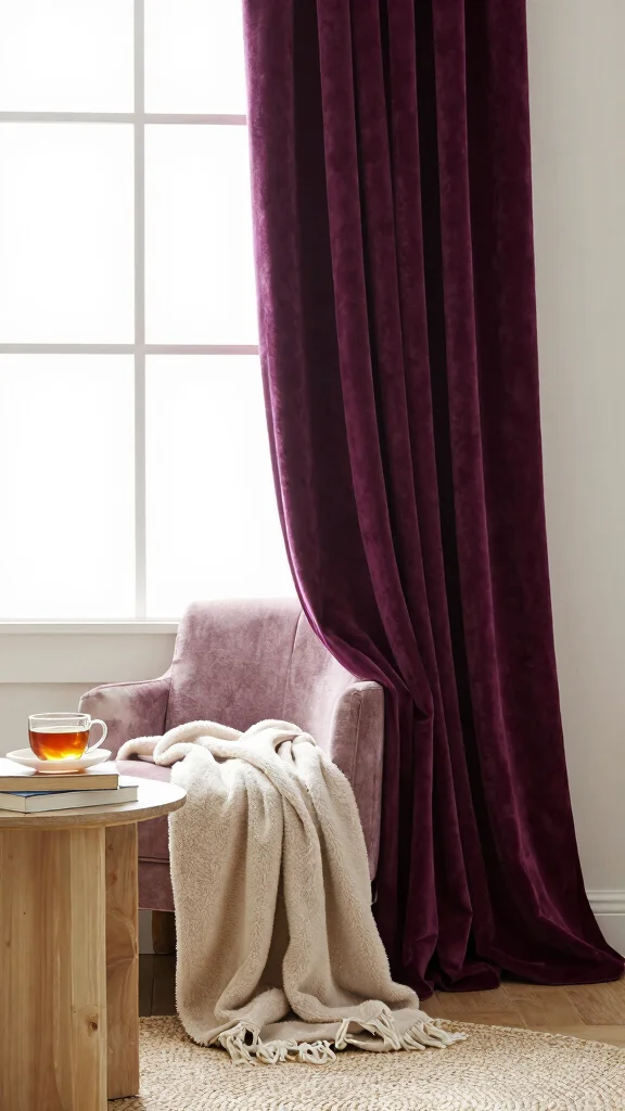 17 Velvet Curtains Bedroom Ideas for a Soft Glam Upgrade - 12. Cozy Nook with Velvet Accents 1