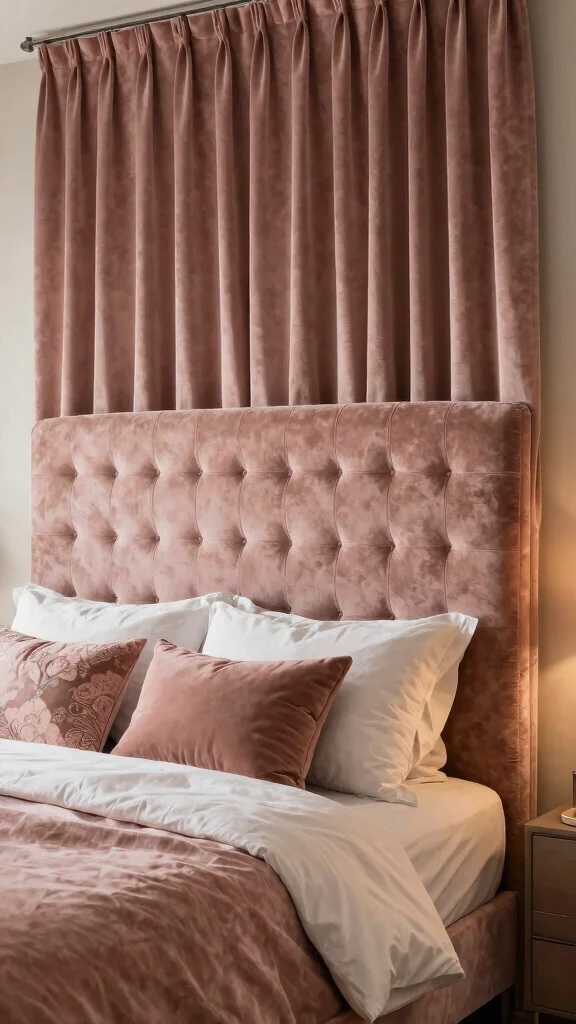 17 Velvet Curtains Bedroom Ideas for a Soft Glam Upgrade - 13. DIY Velvet Header 1
