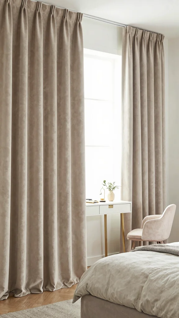 17 Velvet Curtains Bedroom Ideas for a Soft Glam Upgrade - 15. Multi-Purpose Space with Velvet 1