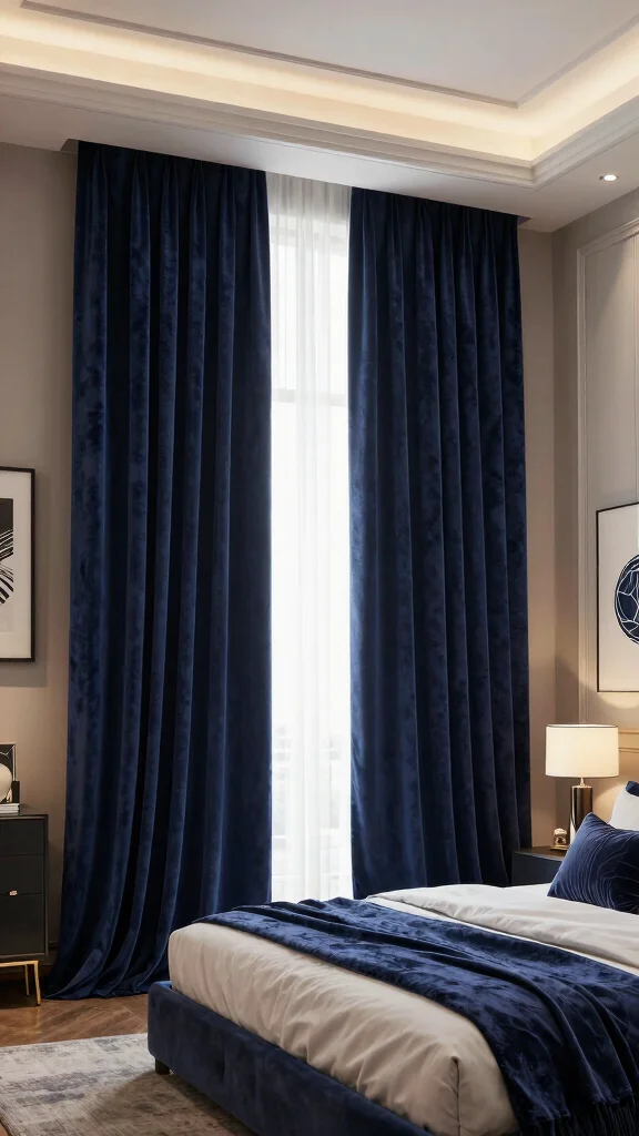 17 Velvet Curtains Bedroom Ideas for a Soft Glam Upgrade - 9. Floor-to-Ceiling Velvet Drama 1