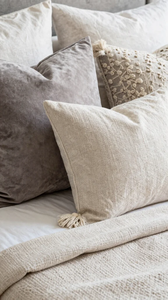 18 Bed with Throw Pillows Ideas for a Cozy Layered Look - 1. Layered Textures for Depth 1