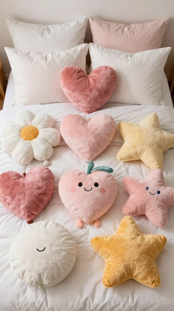 18 Bed with Throw Pillows Ideas for a Cozy Layered Look - 10. Play with Shapes 1