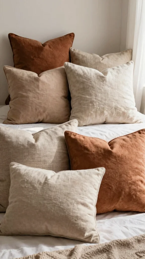 18 Bed with Throw Pillows Ideas for a Cozy Layered Look - 6. Layering Sizes for Impact 1
