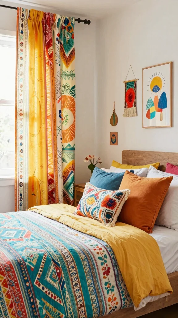 18 Boho Curtains Bedroom Bohemian Style Ideas for a Relaxed Vibe - 10. Boho-Chic Patterns for a Playful Touch 1