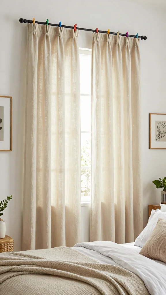 18 Boho Curtains Bedroom Bohemian Style Ideas for a Relaxed Vibe - 11. Curtain Clips for Easy Styling 1
