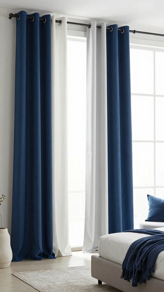 18 Boho Curtains Bedroom Bohemian Style Ideas for a Relaxed Vibe - 13. Color-Blocked Curtains for Modern Appeal 1