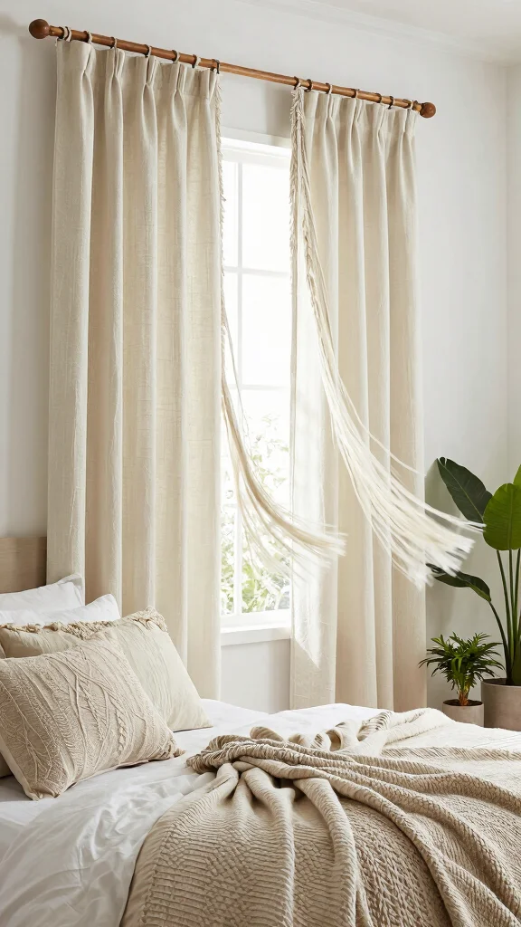 18 Boho Curtains Bedroom Bohemian Style Ideas for a Relaxed Vibe - 16. Bohemian Fringe for a Textured Look 1