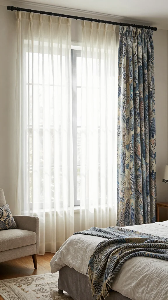 18 Boho Curtains Bedroom Bohemian Style Ideas for a Relaxed Vibe - 17. Combining Window Treatments for Impact 1