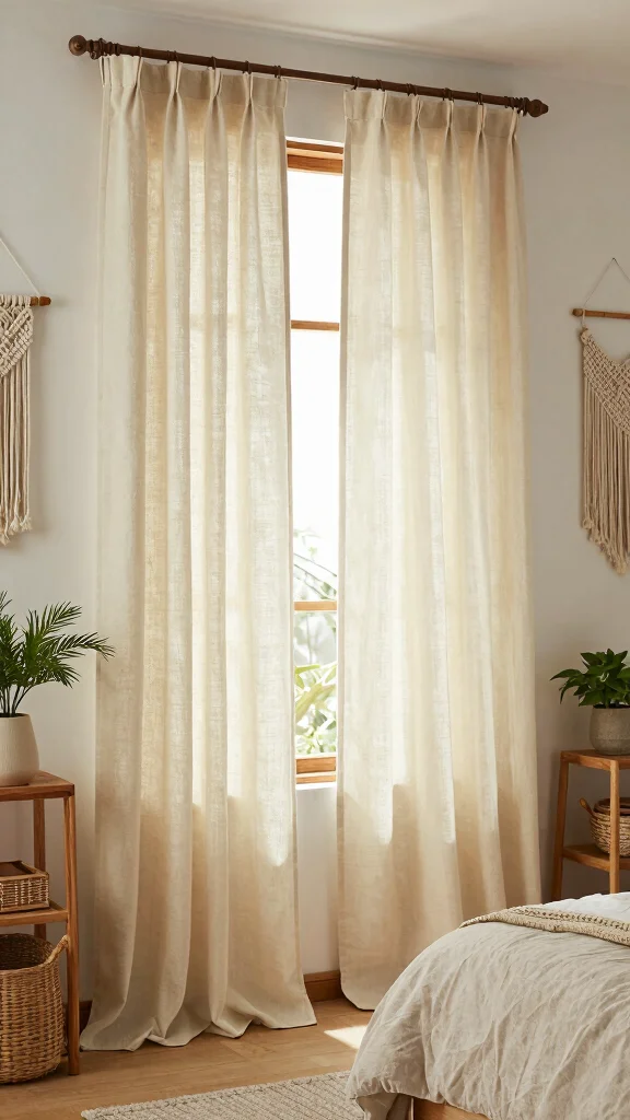 18 Boho Curtains Bedroom Bohemian Style Ideas for a Relaxed Vibe - 3. Eco-Friendly Fabrics for Sustainable Living 1