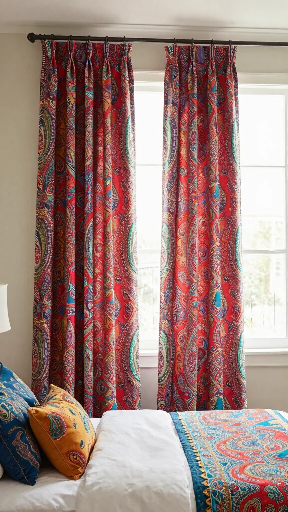 18 Boho Curtains Bedroom Bohemian Style Ideas for a Relaxed Vibe - 4. Statement Patterns for Bold Impact 1