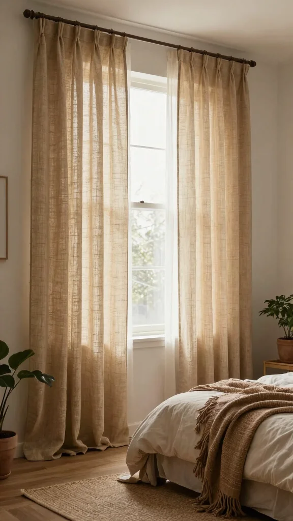 18 Boho Curtains Bedroom Bohemian Style Ideas for a Relaxed Vibe - 5. Natural Fiber Curtains for Texture and Warmth 1