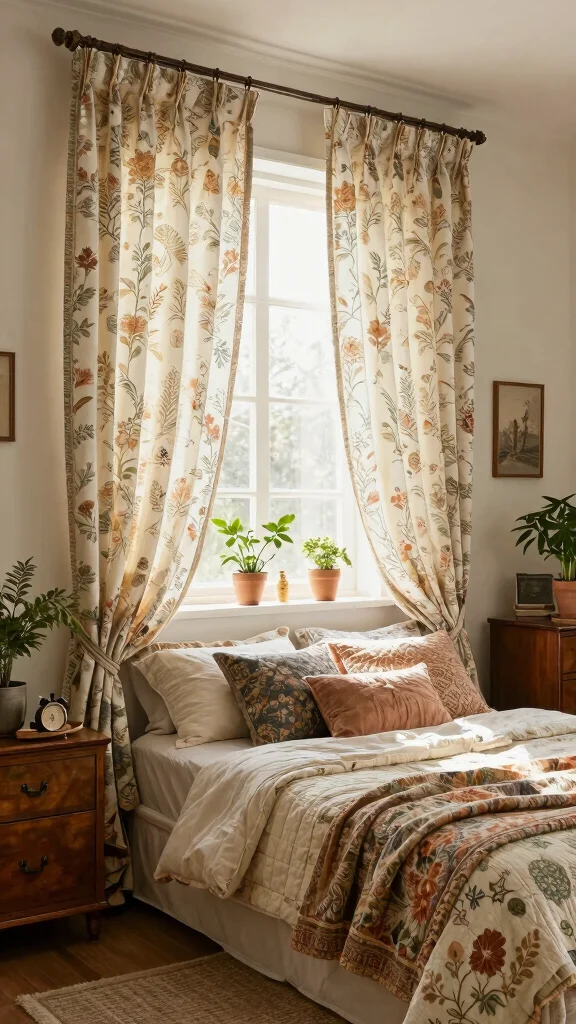 18 Boho Curtains Bedroom Bohemian Style Ideas for a Relaxed Vibe - 7. Vintage Finds for Unique Flair 1