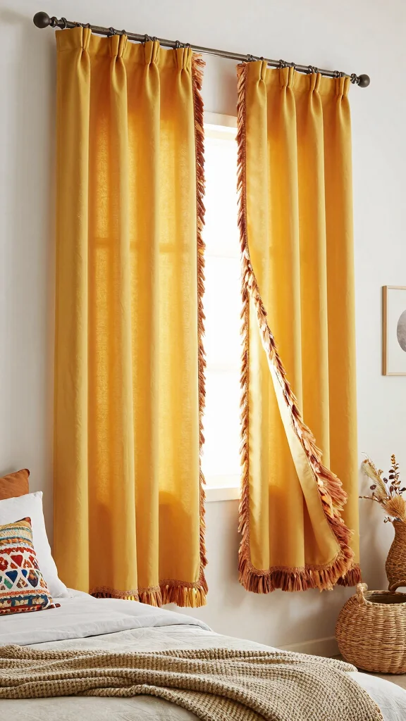 18 Boho Curtains Bedroom Bohemian Style Ideas for a Relaxed Vibe - 9. Fringed and Tassel Details for Fun 1