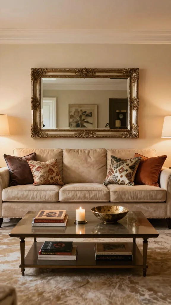 18 Horizontal Mirrors on Wall Ideas for a Wider Look - 1. Statement Piece Above the Sofa 1