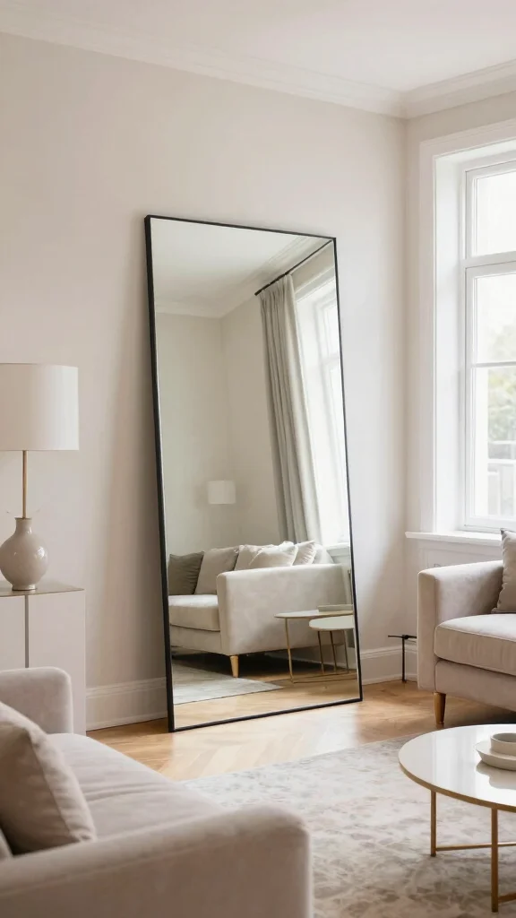 18 Horizontal Mirrors on Wall Ideas for a Wider Look - 15. Emphasizing Natural Light 1