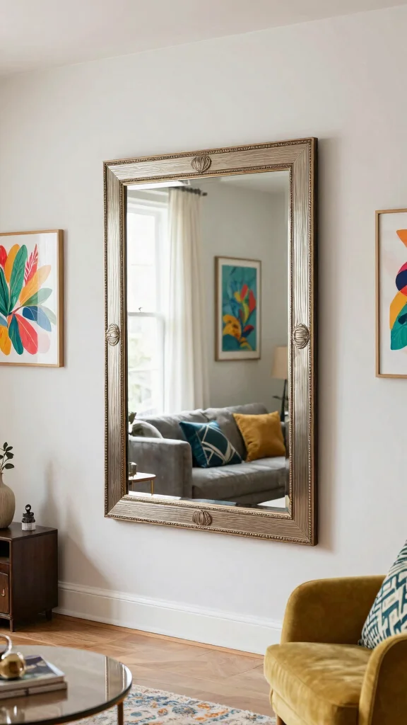 18 Horizontal Mirrors on Wall Ideas for a Wider Look - 7. Horizontal Mirrors as Art 1