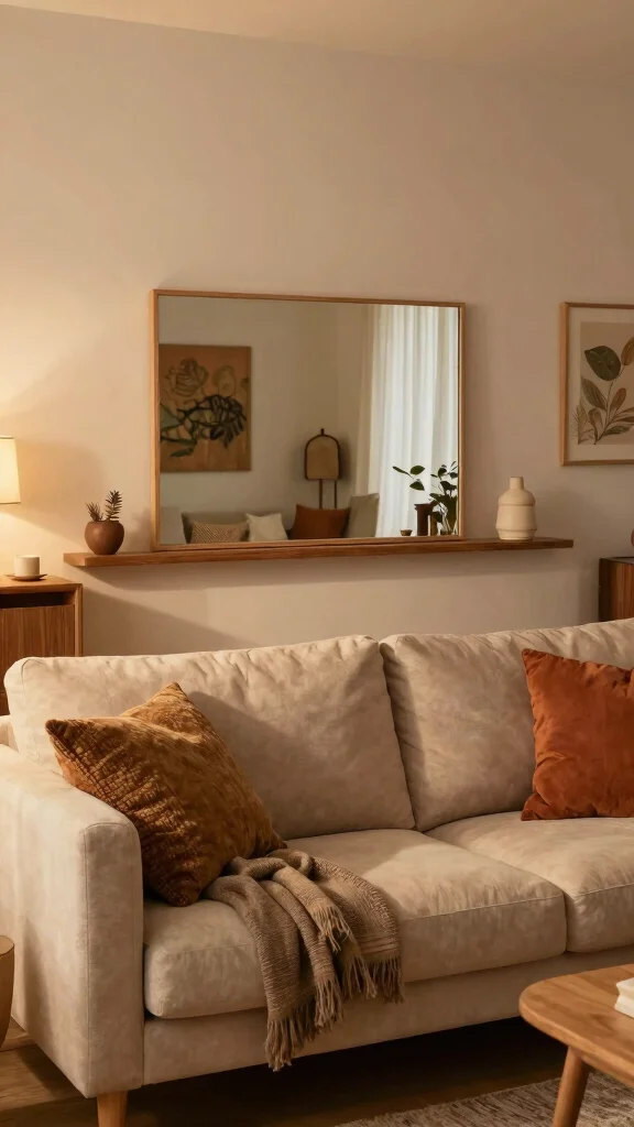 18 Horizontal Mirrors on Wall Ideas for a Wider Look - 8. Layered Textures 1