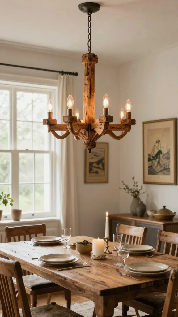 18 Lighting Fixtures Dining Room Ideas That Make a Statement - 1. Reclaimed Wood Chandeliers 1