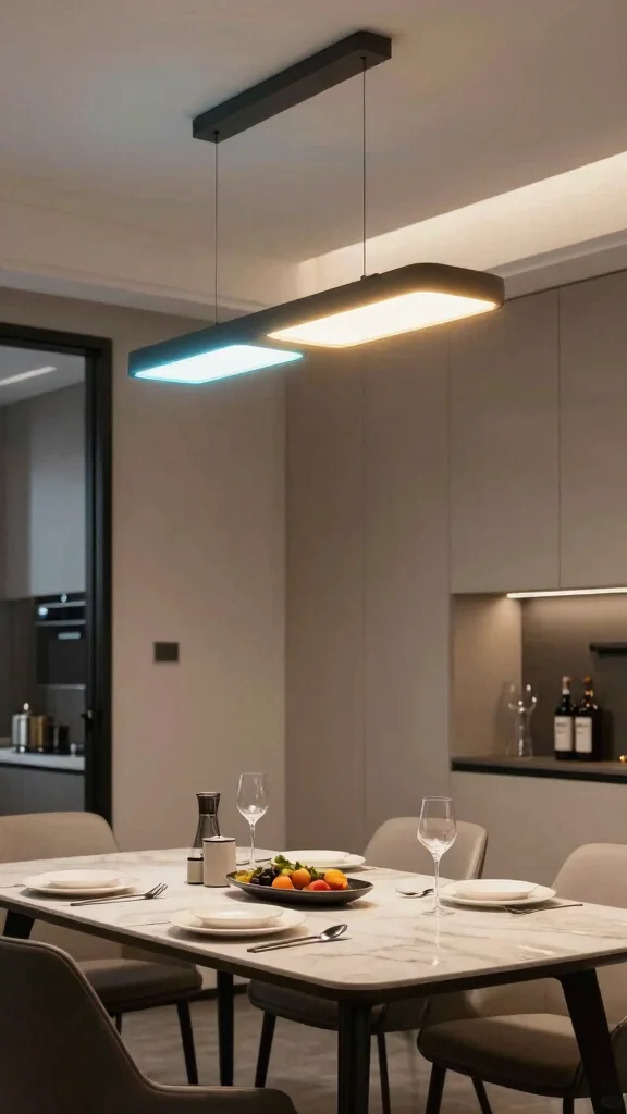 18 Lighting Fixtures Dining Room Ideas That Make a Statement - 15. Smart Lighting Solutions 1