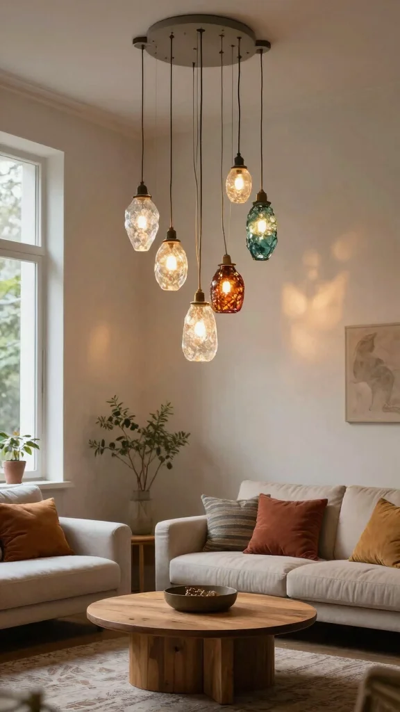 18 Lighting Fixtures Living Room Ideas Designers Swear By - 1. Recycled Glass Pendant Lights 1