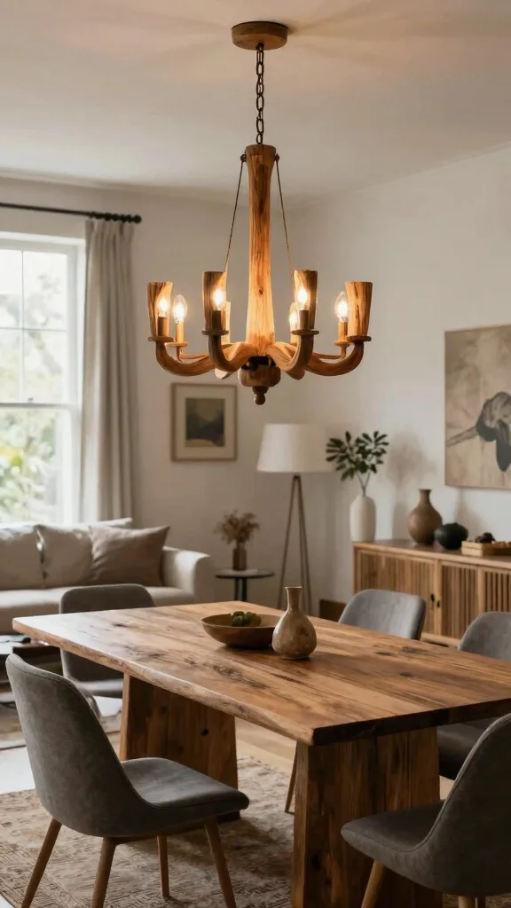 18 Lighting Fixtures Living Room Ideas Designers Swear By - 10. Upcycled Wood Chandeliers 1