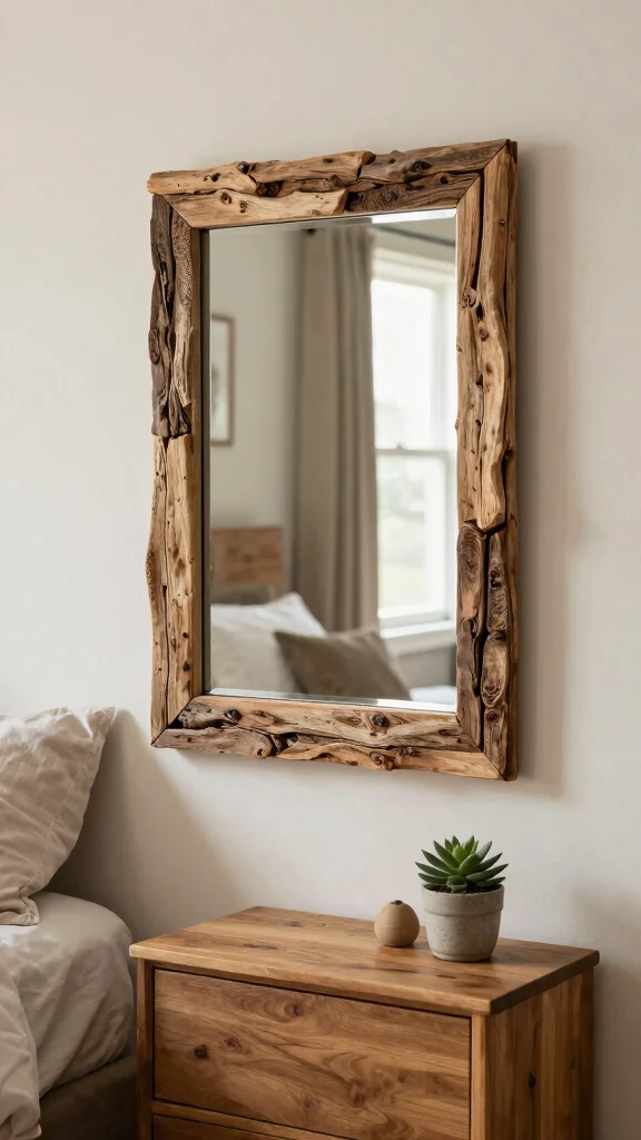 18 Mirrors in Bedroom Wall Ideas for a Chic Upgrade - 11. Mirrors Framed with Natural Elements 1