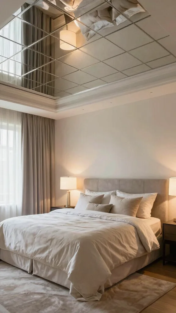 18 Mirrors in Bedroom Wall Ideas for a Chic Upgrade - 12. Mirrored Ceiling for Bold Impact 1
