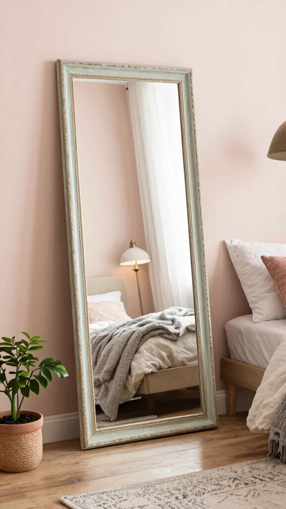 18 Mirrors in Bedroom Wall Ideas for a Chic Upgrade - 4. Vintage Leaning Mirrors 1