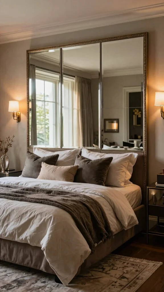 18 Mirrors in Bedroom Wall Ideas for a Chic Upgrade - 9. Mirrored Panels as Headboard 1