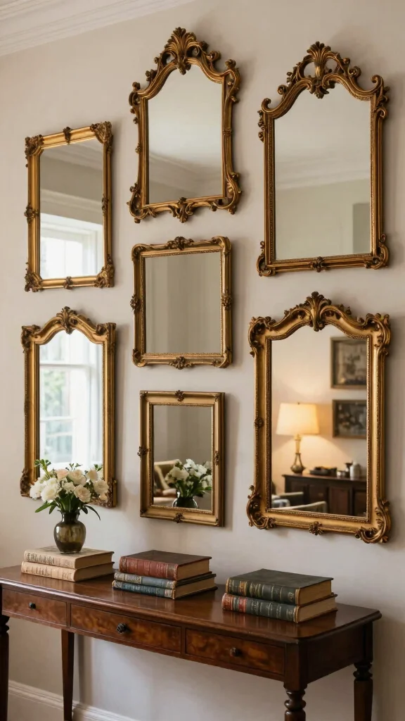 18 Multiple Mirrors on Wall Living Room Ideas for a Designer Feel - 1. Vintage Glamour 1