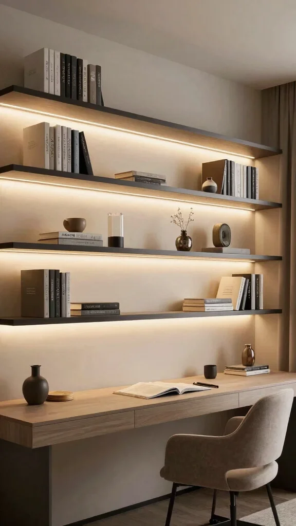 18 Organic Modern Lighting Fixtures Ideas for a Natural Look - 17. Floating Light Shelves 1