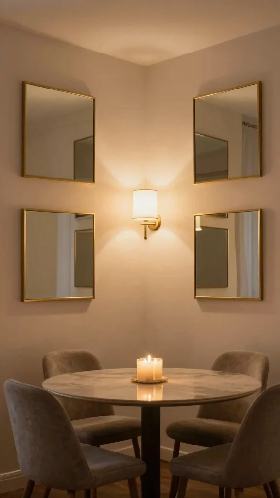 18 Square Mirrors on Wall Ideas for Contemporary Homes - 13. Layered Lighting 1