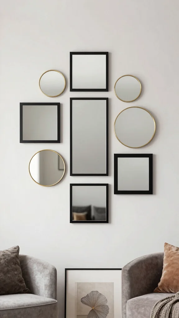 18 Square Mirrors on Wall Ideas for Contemporary Homes - 14. Circular and Square Combo 1