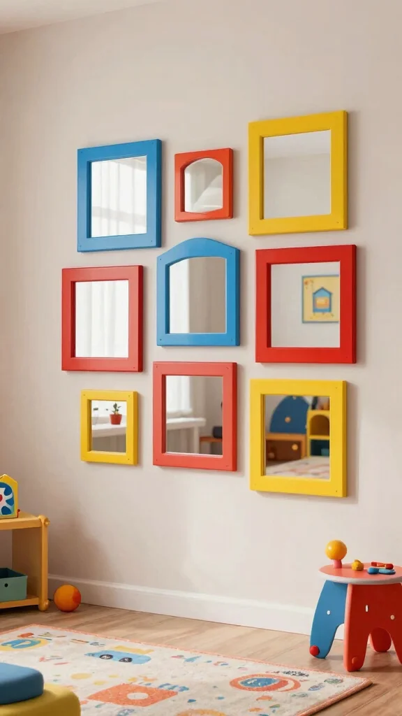 18 Square Mirrors on Wall Ideas for Contemporary Homes - 15. Fun with Color 1