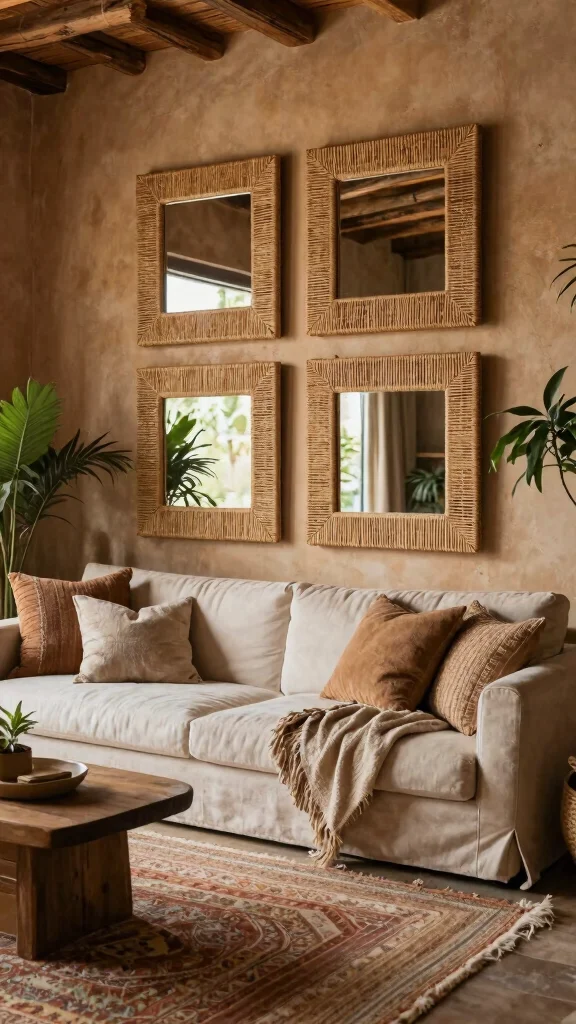 18 Square Mirrors on Wall Ideas for Contemporary Homes - 16. Textured Frames 1