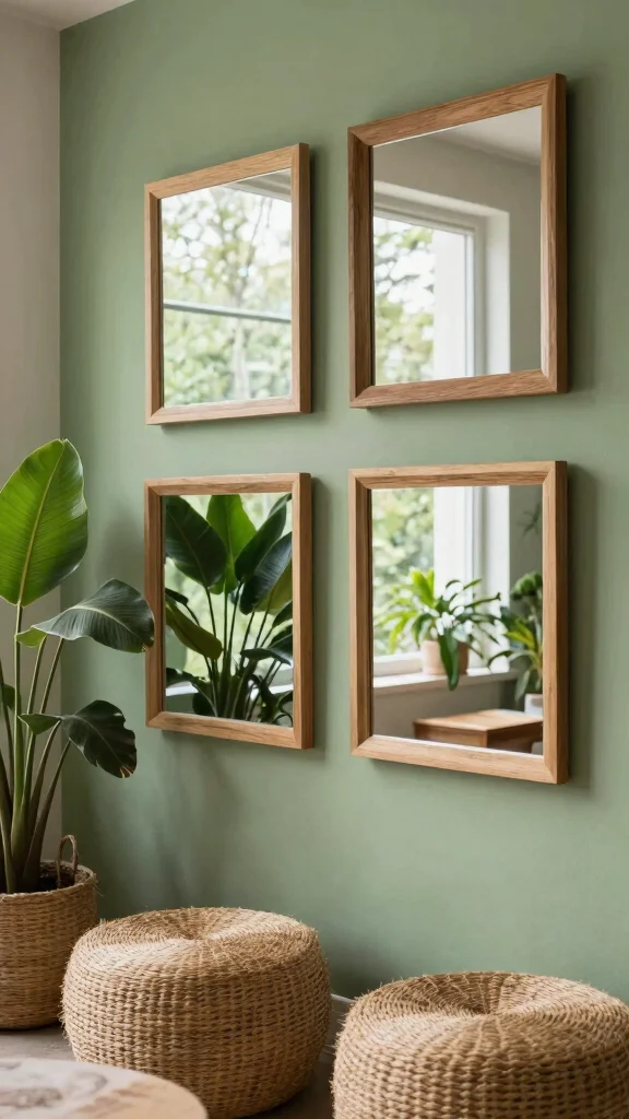 18 Square Mirrors on Wall Ideas for Contemporary Homes - 17. Nature-Inspired 1