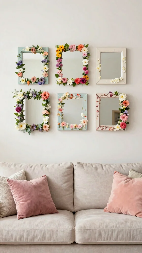 18 Square Mirrors on Wall Ideas for Contemporary Homes - 18. Seasonal Decor 1