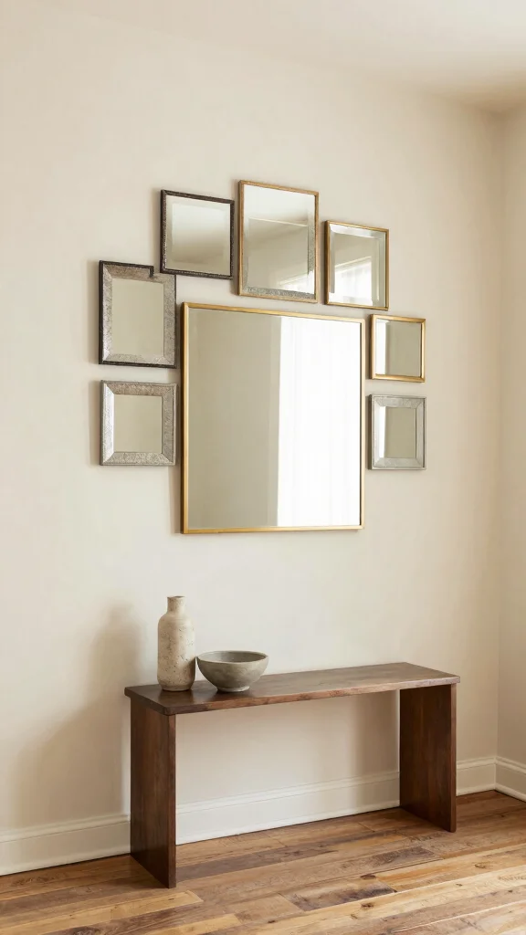 18 Square Mirrors on Wall Ideas for Contemporary Homes - 2. Layered Reflections 1