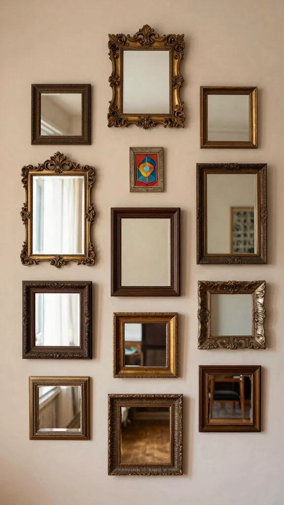 18 Square Mirrors on Wall Ideas for Contemporary Homes - 3. Art-Inspired Layout 1