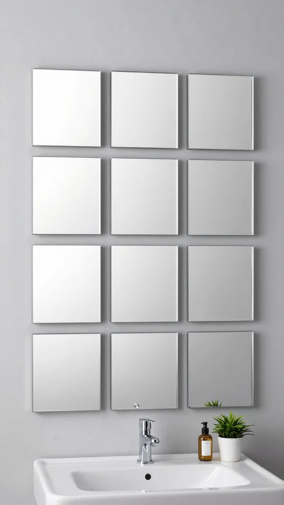 18 Square Mirrors on Wall Ideas for Contemporary Homes - 4. Minimalist Grid 1