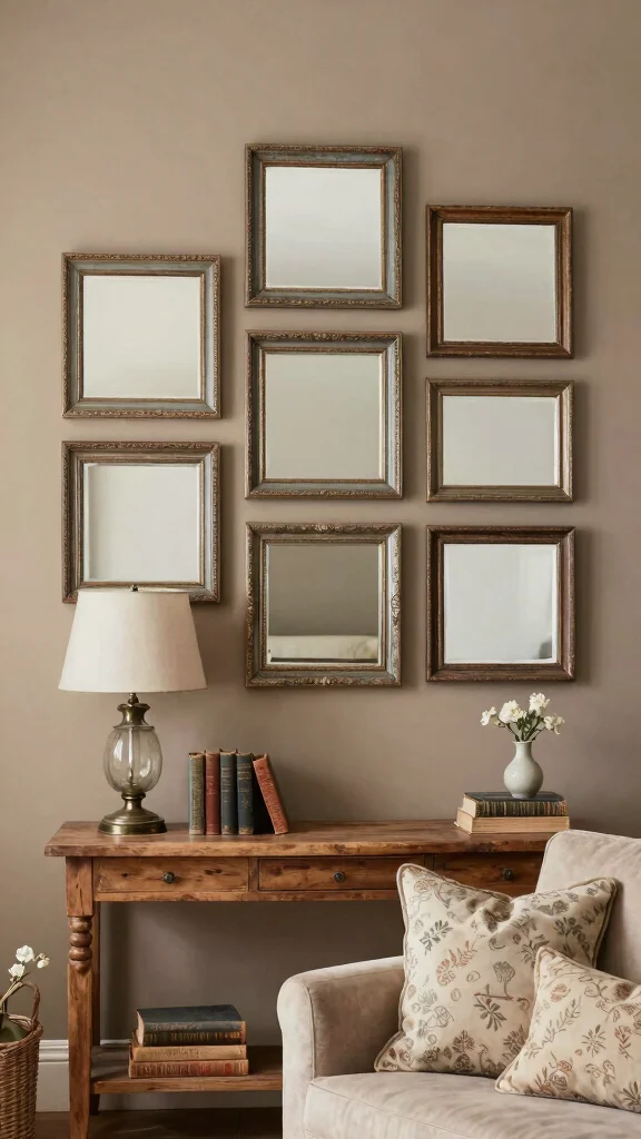 18 Square Mirrors on Wall Ideas for Contemporary Homes - 5. Vintage Charm 1