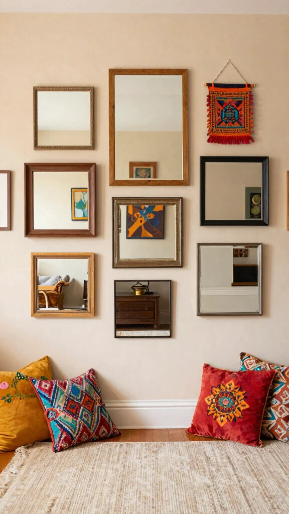 18 Square Mirrors on Wall Ideas for Contemporary Homes - 8. Mixed Media 1