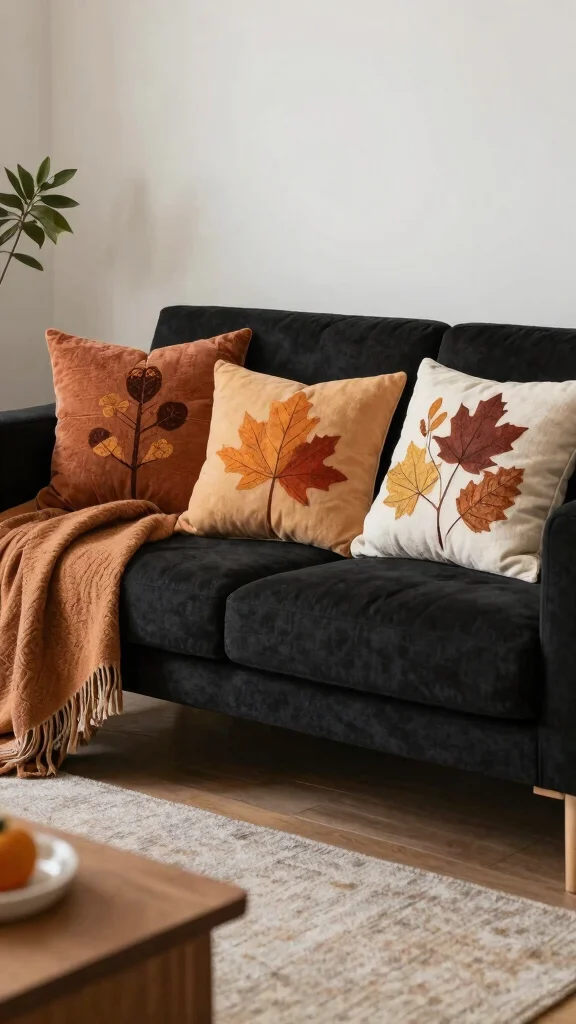 18 Throw Pillows for Black Couch Ideas for Chic Contrast - 13. Seasonal Switch 1