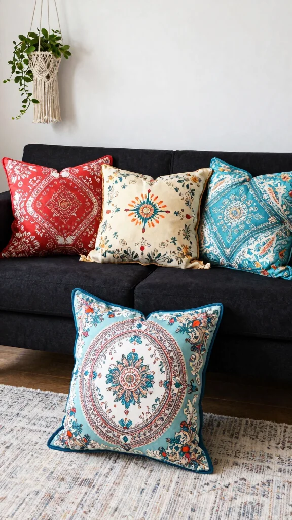 18 Throw Pillows for Black Couch Ideas for Chic Contrast - 3. Bohemian Prints 1