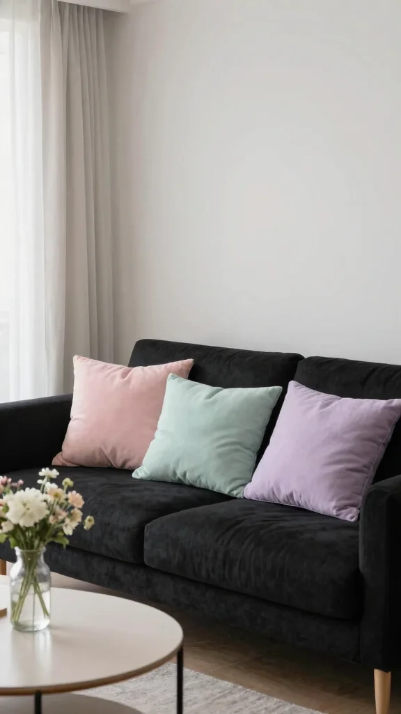 18 Throw Pillows for Black Couch Ideas for Chic Contrast - 5. Soft Pastels 1