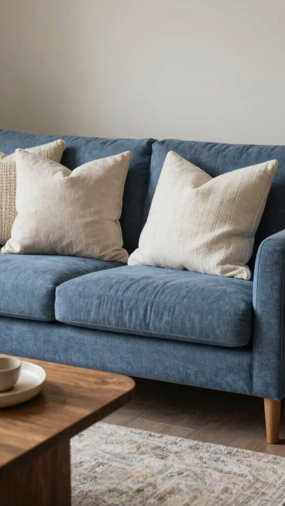 18 Throw Pillows for Blue Couch Ideas That Balance Color Perfectly - 7. Neutral Tones for Subtle Elegance 1