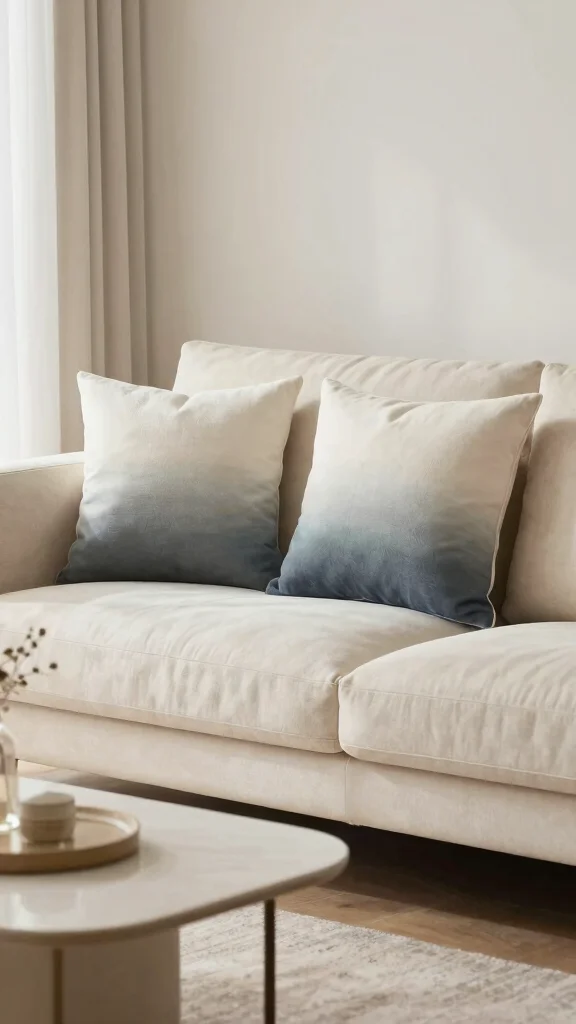 18 Throw Pillows for Cream Couch Ideas for a Soft Neutral Look - 10. Ombre Effects 1