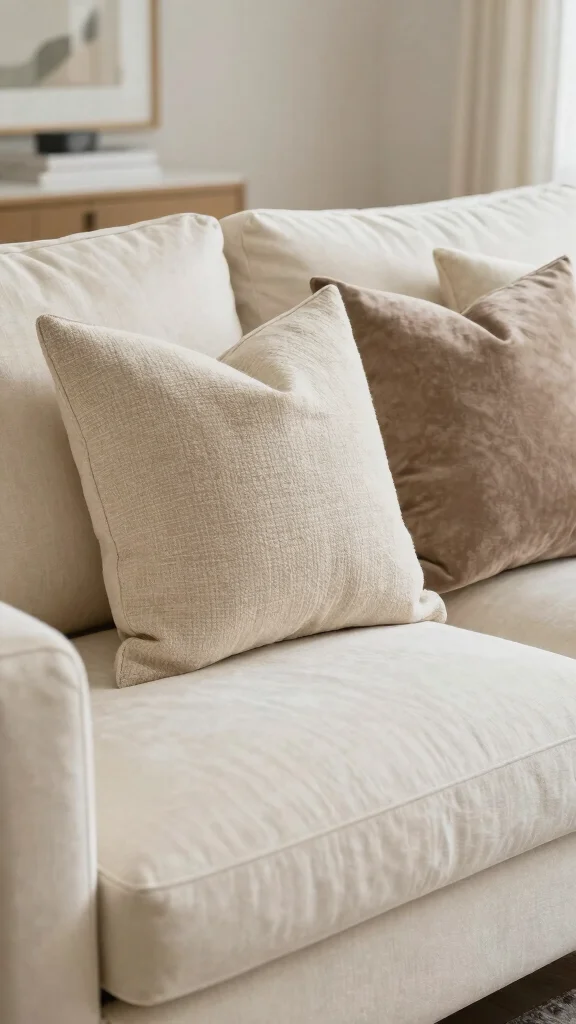 18 Throw Pillows for Cream Couch Ideas for a Soft Neutral Look - 16. Textured Layers 1