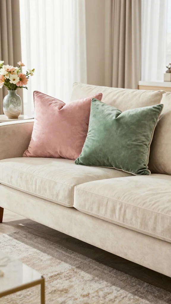 18 Throw Pillows for Cream Couch Ideas for a Soft Neutral Look - 2. Velvet Elegance 1
